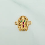 Herraje Virgen Guadalupe 1.2gr / 1.5cm / Circones Fucsias Verdes Blancos Oro Amarillo 18K &