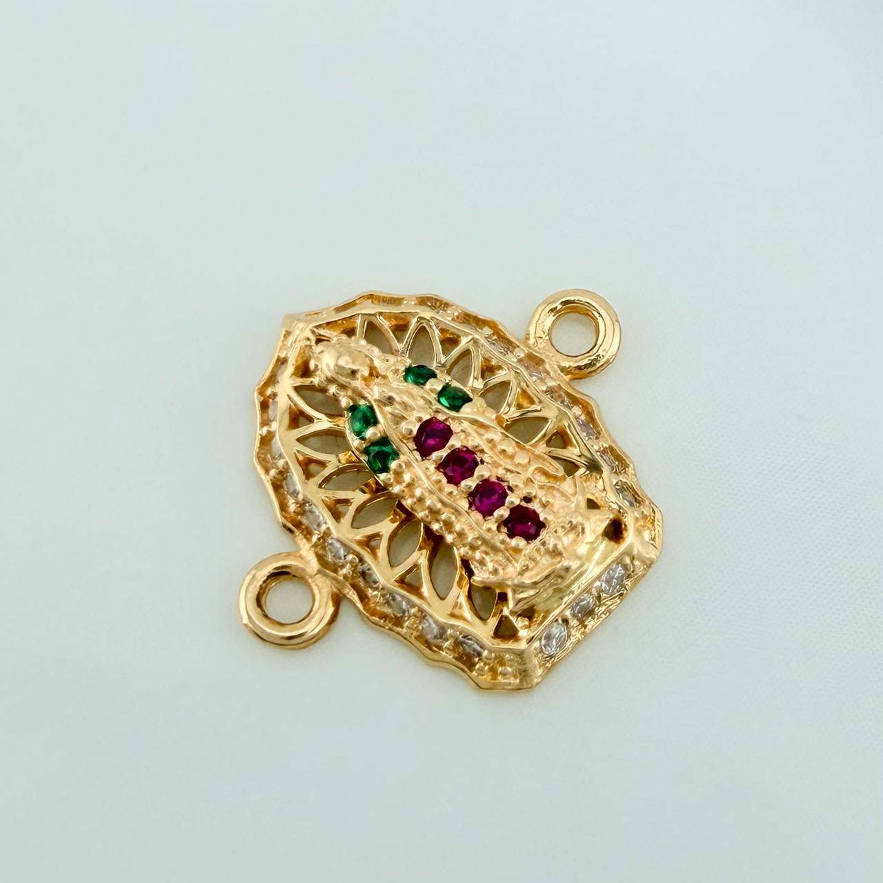Herraje Virgen Guadalupe 1.2gr / 1.5cm / Circones Fucsias Verdes Blancos Oro Amarillo 18K &