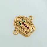 Herraje Virgen Guadalupe 1.2gr / 1.5cm / Circones Fucsias Verdes Blancos Oro Amarillo 18K &