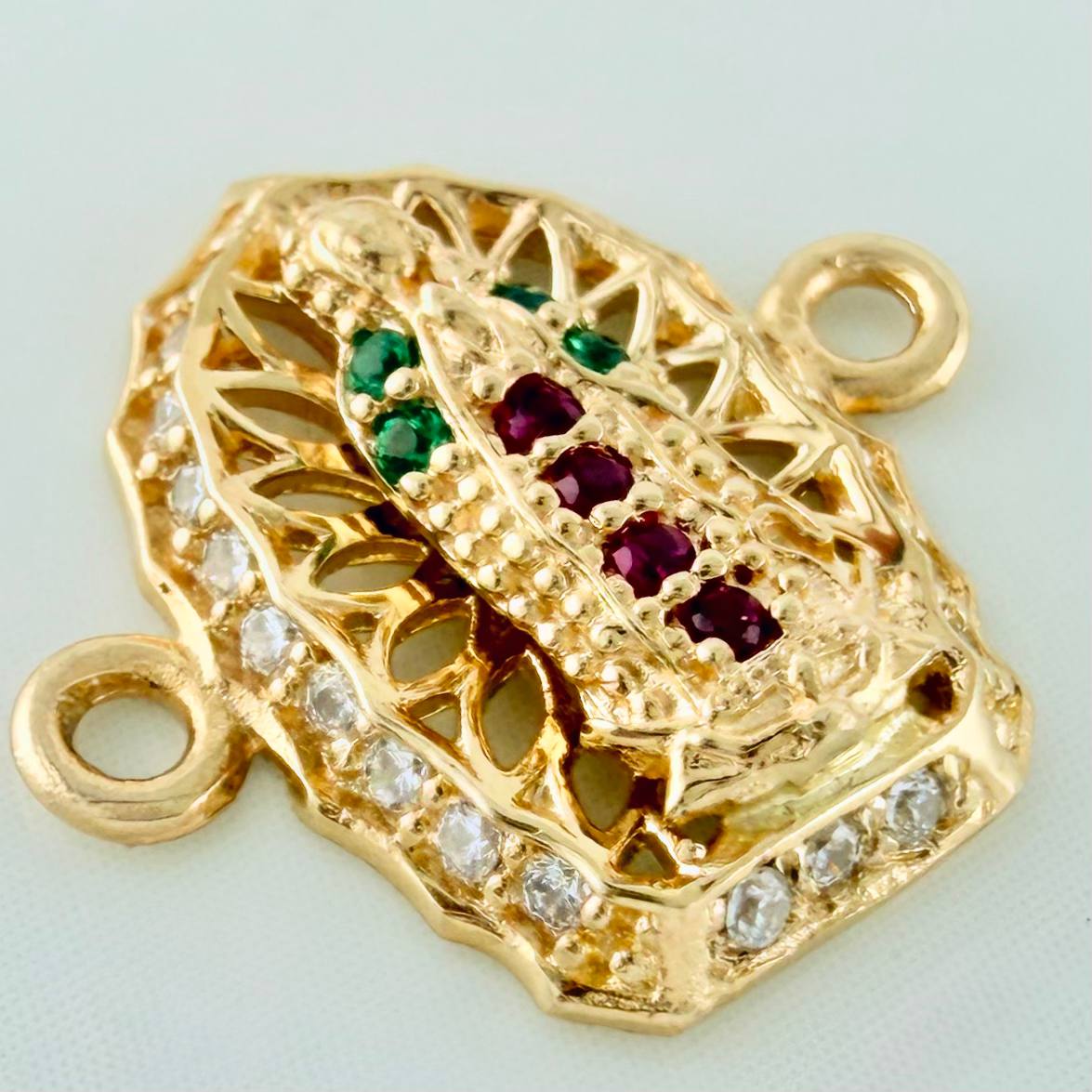 Herraje Virgen Guadalupe 1.2gr / 1.5cm / Circones Fucsias Verdes Blancos Oro Amarillo 18K &