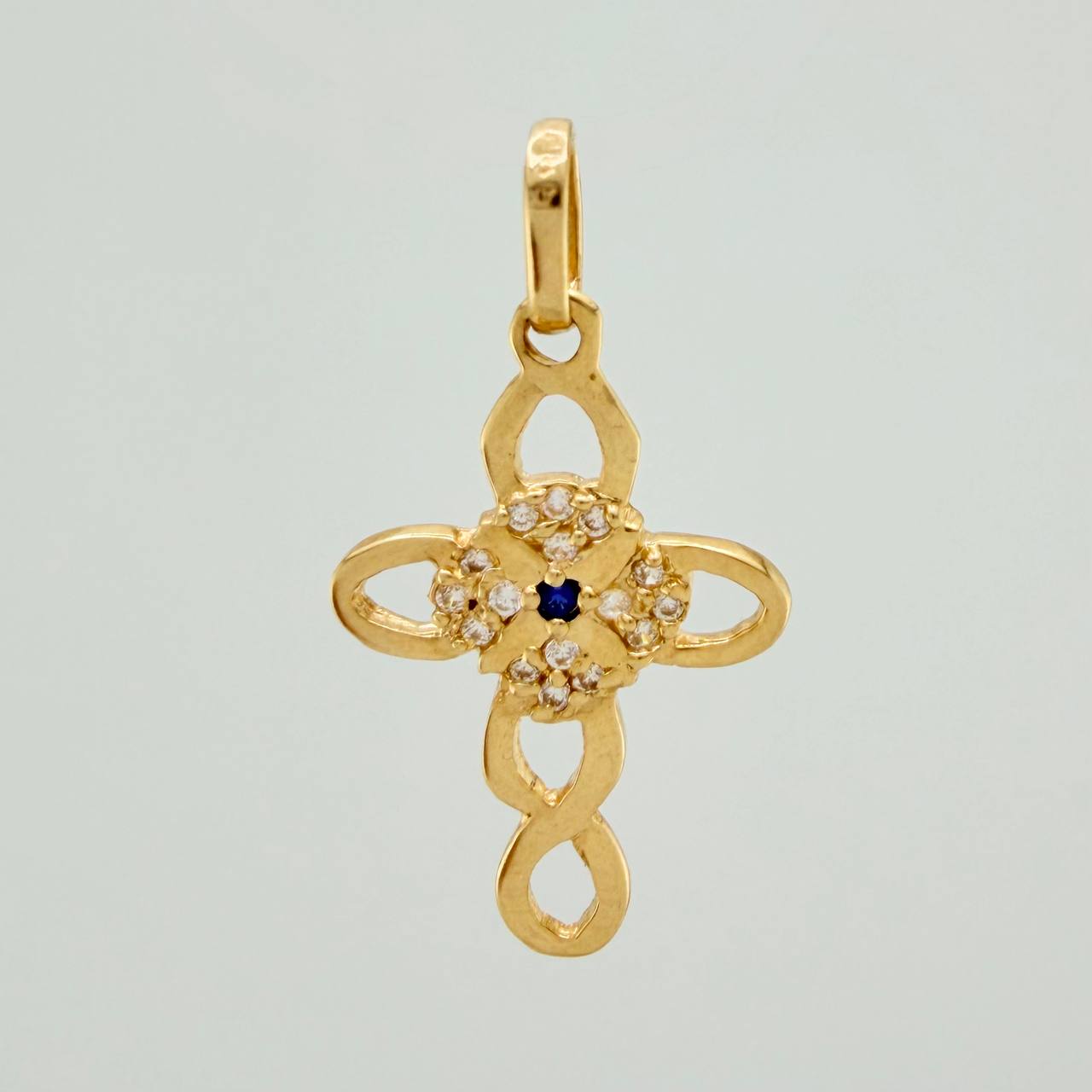 Dije Cruz Flor 1.25gr / 2.7cm / Oro Amarillo 18K
