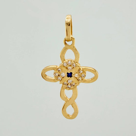 Dije Cruz Flor 1.25gr / 2.7cm / Oro Amarillo 18K