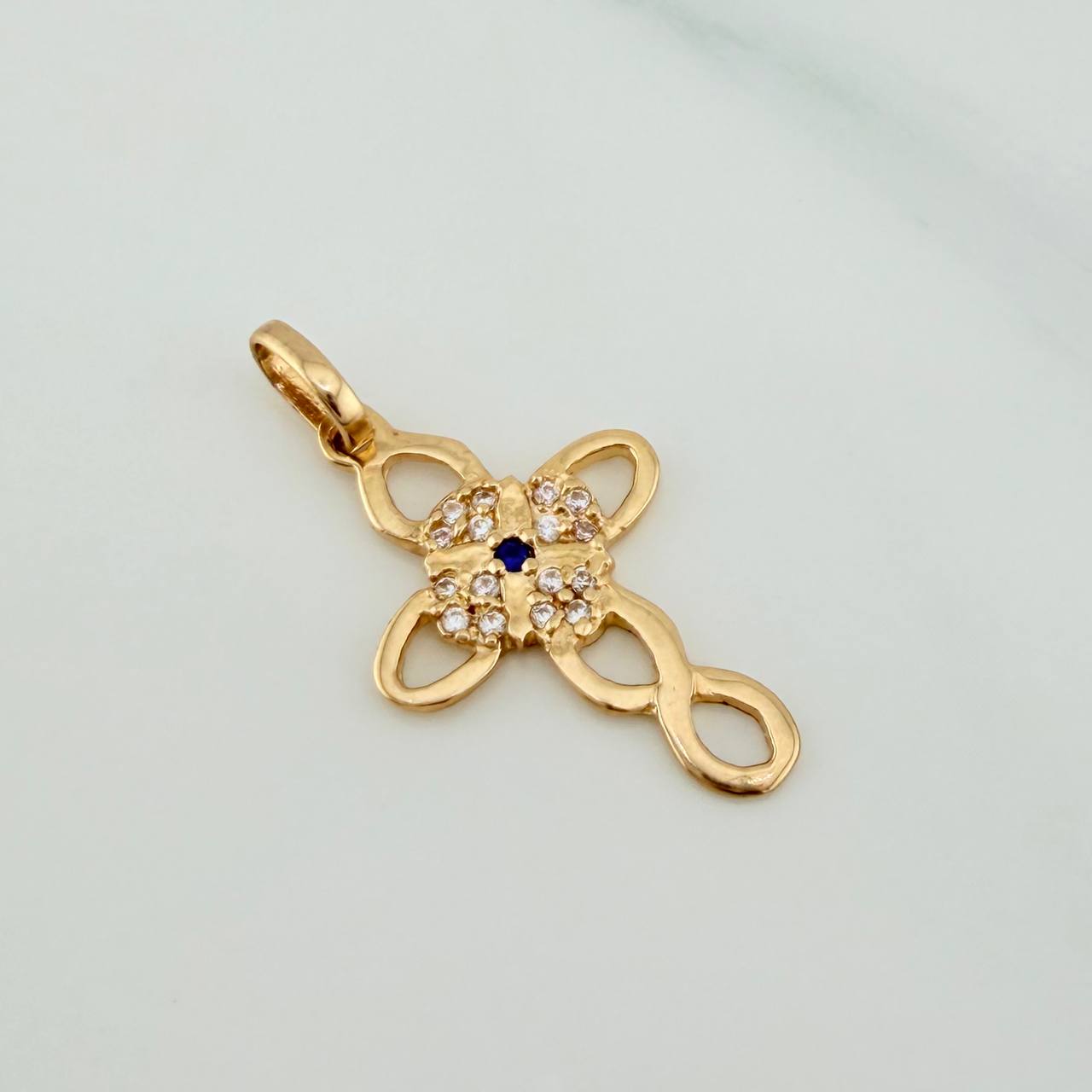 Dije Cruz Flor 1.25gr / 2.7cm / Oro Amarillo 18K