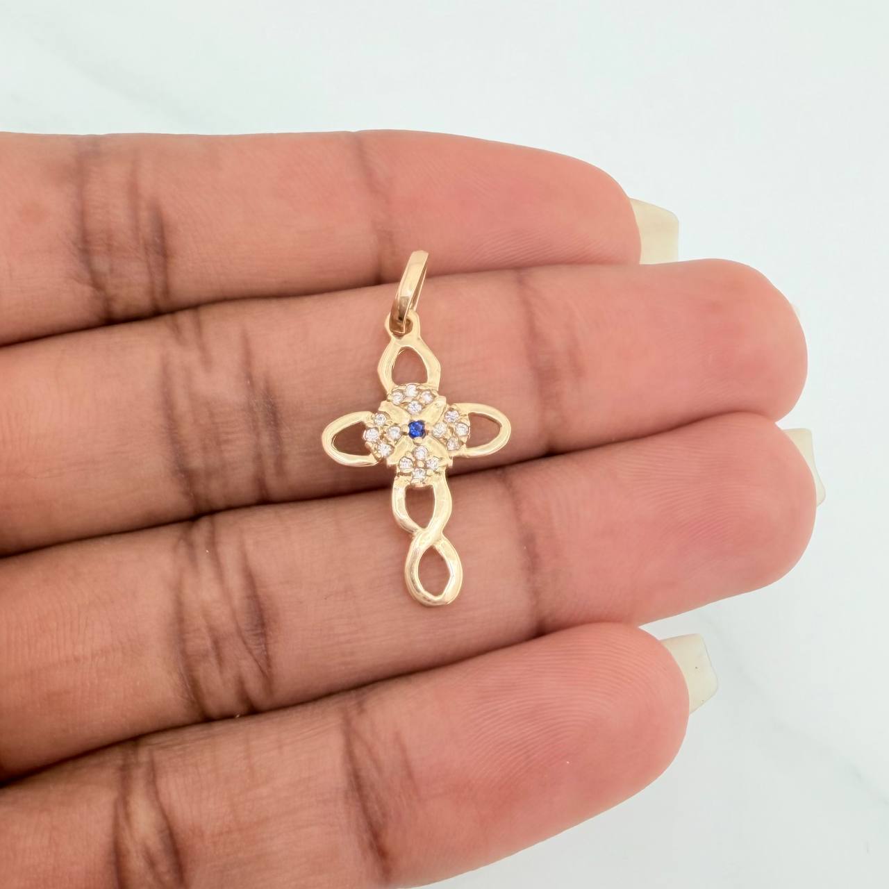 Dije Cruz Flor 1.25gr / 2.7cm / Oro Amarillo 18K