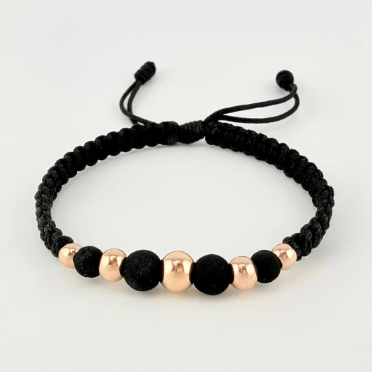 Pulsera Negra Penta Neo 5und / 4mm-6mm Oro Rosa 18K *