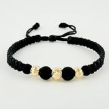 Pulsera Negra Neo Rayado 3und / 5mm-6mm Oro Amarillo 18K  (A.C)