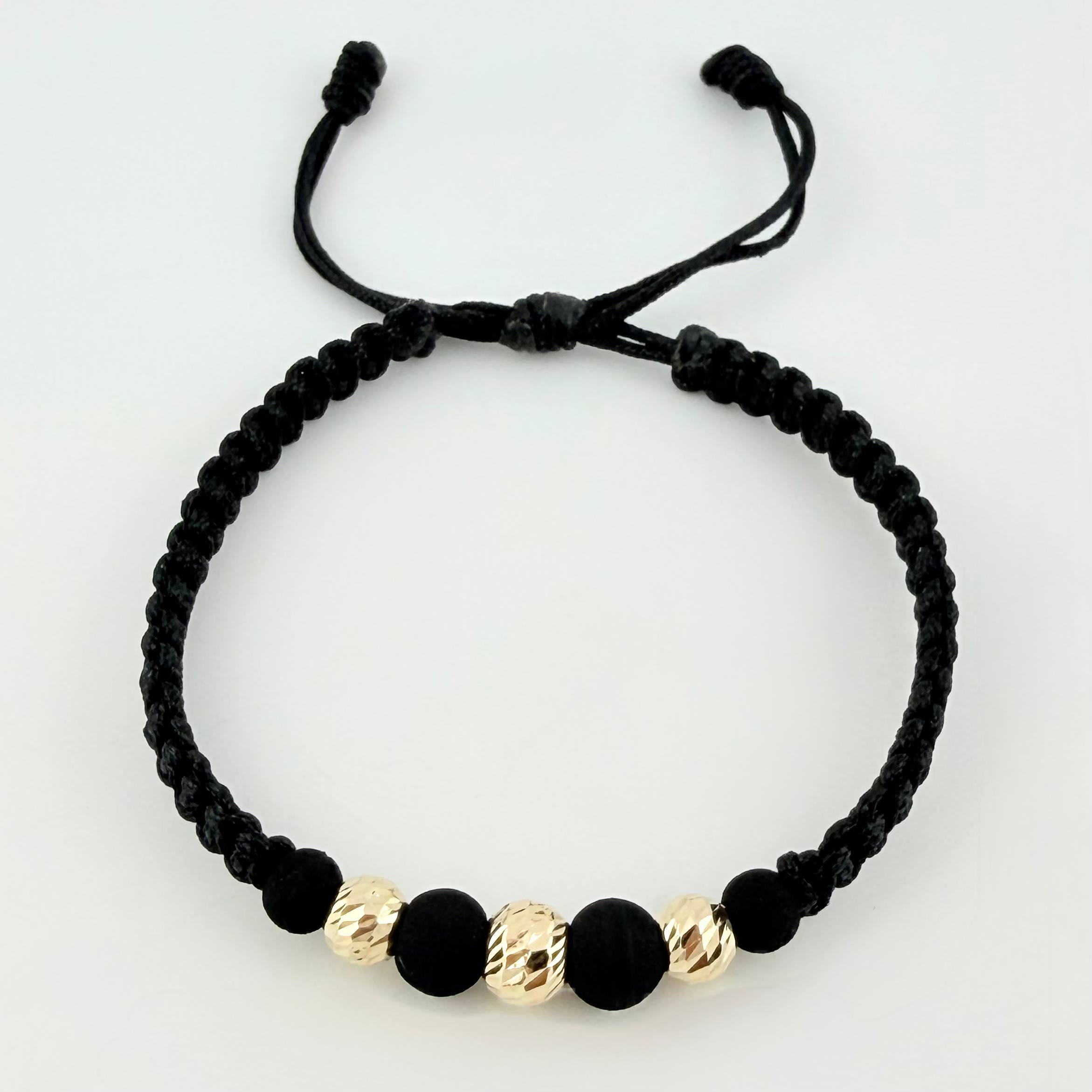 Pulsera Negra Neo Rayado 3und / 5mm-6mm Oro Amarillo 18K  (A.C)