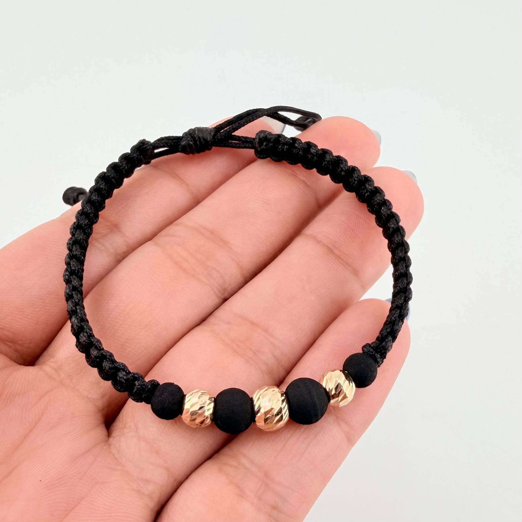 Pulsera Negra Neo Rayado 3und / 5mm-6mm Oro Amarillo 18K  (A.C)