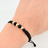 Pulsera Negra Neo Rayado 3und / 5mm-6mm Oro Amarillo 18K  (A.C)