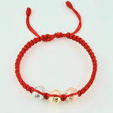 Pulsera Roja Trío Bolas 3und / 8mm Tres Oros 18K *