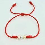 Pulsera Roja Trío Bolas 3und / 5mm Tres Oros 18K *