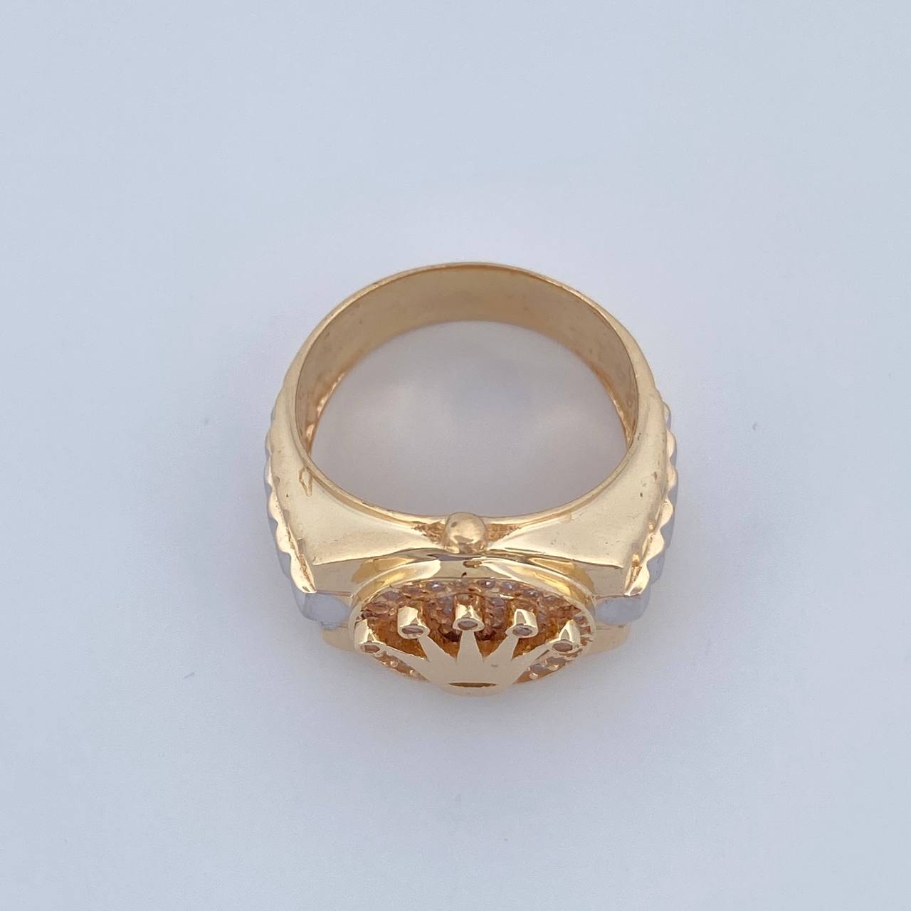 Anillo Correa Corona RX 8.25gr / T7 / Circones Blancos Dos Oros Amarillo Blanco 18K $