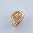 Anillo Correa Corona RX 8.4gr / T8 1/2 / Circones Blancos Dos Oros Amarillo Blanco 18K $