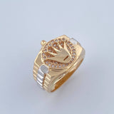 Anillo Correa Corona RX 8.4gr / T8 1/2 / Circones Blancos Dos Oros Amarillo Blanco 18K $