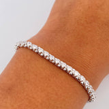 Pulso Tenis 12.9gr / 19cm / 4mm Circones Blancos Oro Blanco 18K $