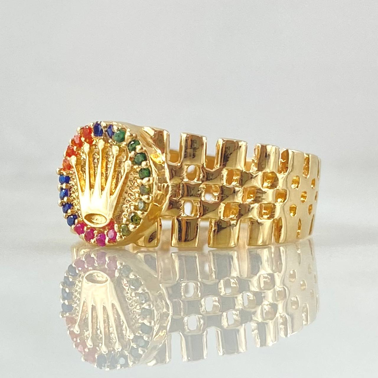 Anillo Corona Correa Enmallada 4.35gr / T8 1/2 / Oro Amarillo 18K ©