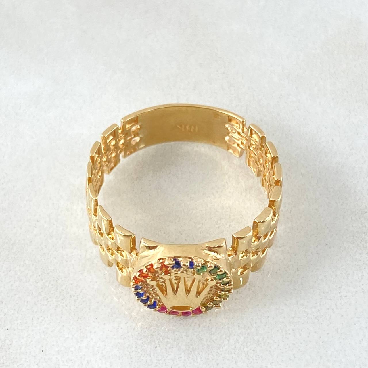 Anillo Corona Correa Enmallada 4.35gr / T8 1/2 / Oro Amarillo 18K ©