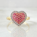 Anillo Corazon Tupido 2.5gr / T6 1/2 / Dos Oros Amarillo Blanco 18K ©