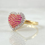 Anillo Corazon Tupido 2.5gr / T6 1/2 / Dos Oros Amarillo Blanco 18K ©