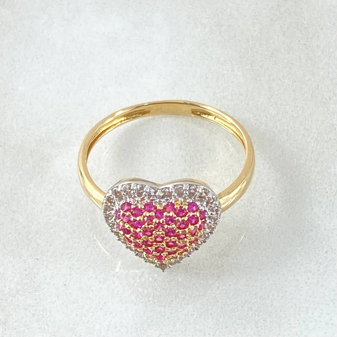 Anillo Corazon Tupido 2.5gr / T6 1/2 / Dos Oros Amarillo Blanco 18K ©