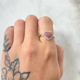Anillo Corazon Tupido 2.5gr / T6 1/2 / Dos Oros Amarillo Blanco 18K ©