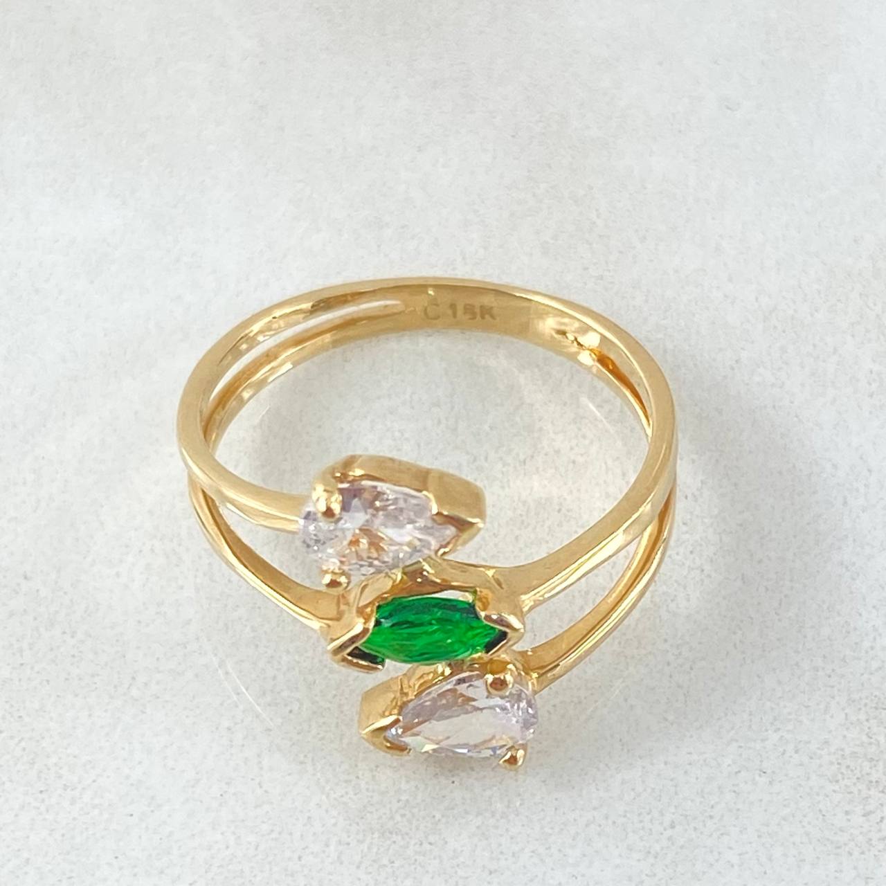 Anillo Trio Gotas 3.1gr / T7 1/2 / Oro Amarillo 18K ©