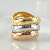 Anillo Trio Carriles Abultados 7.05gr / T7 1/2 / Tres Oros 18K ©