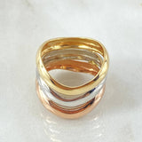 Anillo Trio Carriles Abultados 7.05gr / T7 1/2 / Tres Oros 18K ©