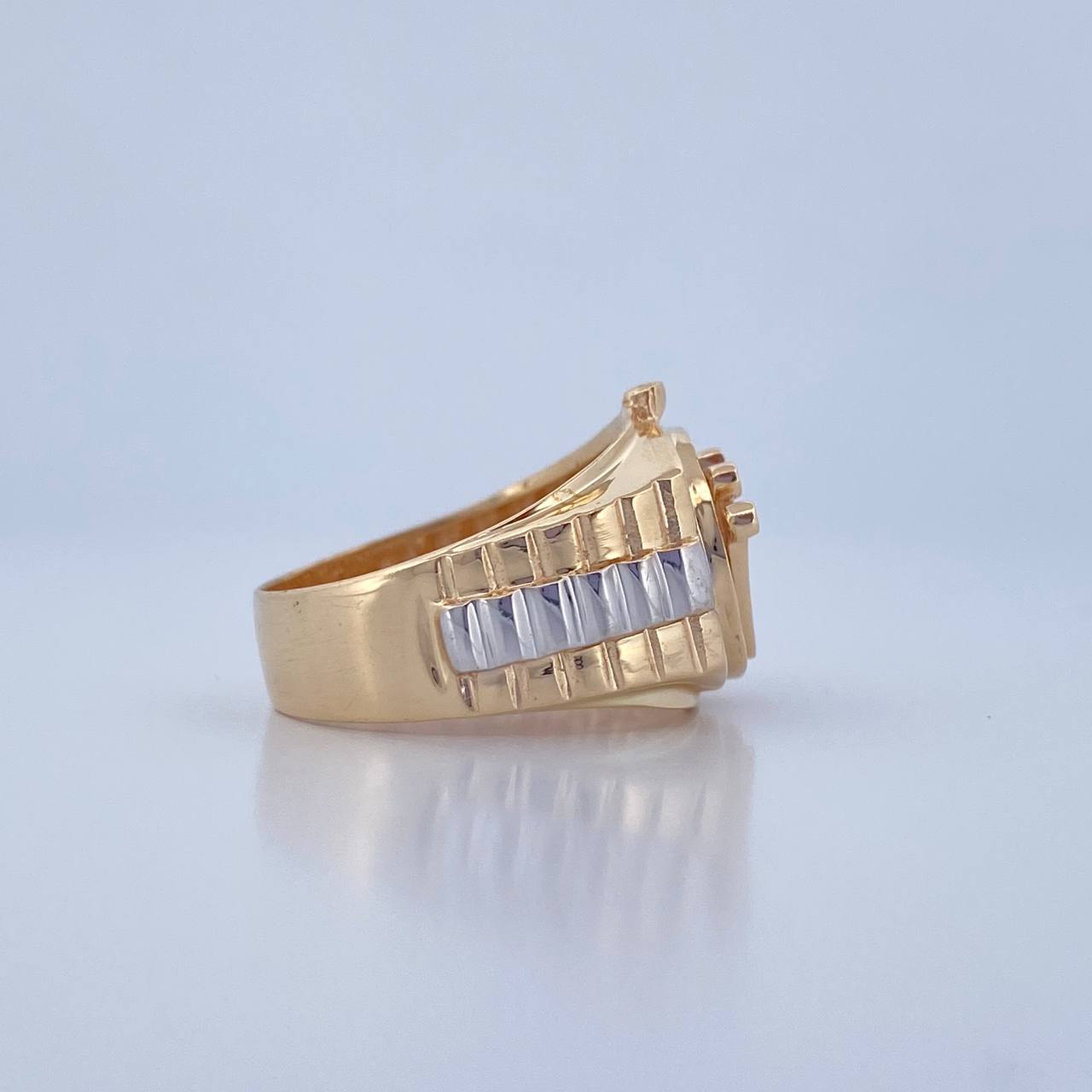 Anillo Correa Corona RX 8.25gr / T7 / Circones Blancos Dos Oros Amarillo Blanco 18K $