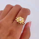 Anillo Solitario Girasol 4.6gr / T5 1/4 / Diamante 27pts Oro Amarillo (Joya) &