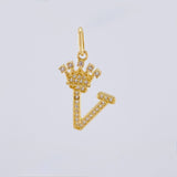 Dije Corona Letra V 1.75gr / 2.8cm / Oro Amarillo 18K