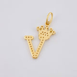 Dije Corona Letra V 1.7 g / 2.7 cm Oro Amarillo 18K