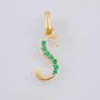 Dije Letra S Esmeraldas 11pts 0.6gr / 2cm / Oro Amarillo 18K ©