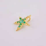 Dije Estrella De Mar Esmeraldas 20pts 0.8gr / 1.5cm / Oro Amarillo 18K