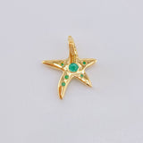 Dije Estrella De Mar Esmeraldas 20pts 0.8gr / 1.5cm / Oro Amarillo 18K