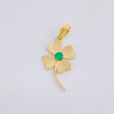Dije Flor De La Suerte Esmeraldas 12pts 1.3gr / 2.7cm / Oro Amarillo 18K