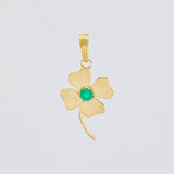 Dije Flor De La Suerte Esmeraldas 12pts 1.3gr / 2.7cm / Oro Amarillo 18K