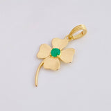 Dije Flor De La Suerte Esmeraldas 12pts 1.3gr / 2.7cm / Oro Amarillo 18K