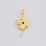Dije Flor De La Suerte Esmeraldas 12pts 1.3gr / 2.7cm / Oro Amarillo 18K