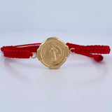 Pulsera Roja Herraje San Benito 1.95gr / Troquelado Oro Amarillo 18K &