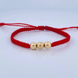 Pulsera Roja Bolas 6mm 3 Und Bolas Lisas Oro Amarillo 18K (A.C)