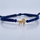 Pulsera Azul Herraje Caballo 0.35gr / 4mm Neoprenos Troquelado Oro Amarillo 18K &