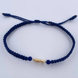 Pulsera Azul Herraje Caballo 0.35gr / 4mm Neoprenos Troquelado Oro Amarillo 18K &