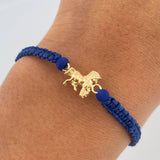 Pulsera Azul Herraje Caballo 0.35gr / 4mm Neoprenos Troquelado Oro Amarillo 18K &
