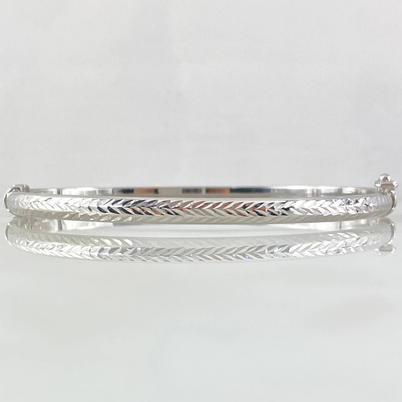 Pulso Aro Espiga Diamantado 4.55gr / 19cm / 4mm Oro Blanco +4 18K *