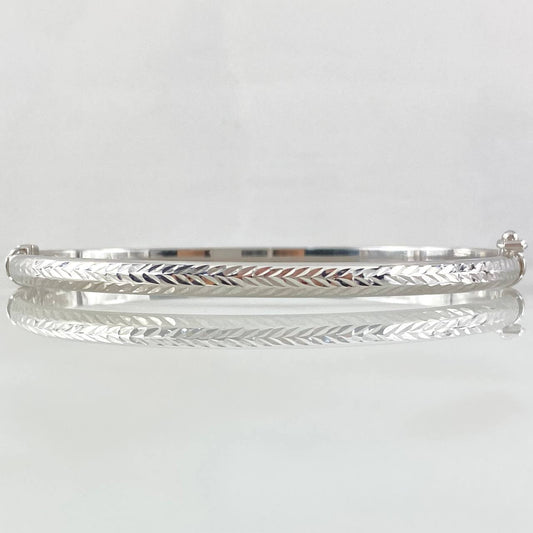 Pulso Aro Espiga Diamantado 4.55gr / 19cm / 4mm Oro Blanco +4 18K *