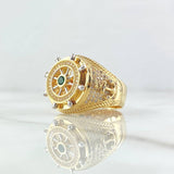 Anillo Timón Movil 15gr / T11 / Circones Blancos Verde Oro Amarillo 18K ©