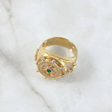 Anillo Timón Movil 15gr / T11 / Circones Blancos Verde Oro Amarillo 18K ©