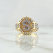 Anillo Signo Dólar Sello Octagono 7.1gr / T11 1/4 / Texturizado Circones Blancos Oro Amarillo 18K ©