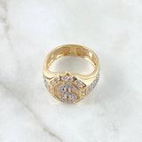 Anillo Signo Dólar Sello Octagono 7.1gr / T11 1/4 / Texturizado Circones Blancos Oro Amarillo 18K ©